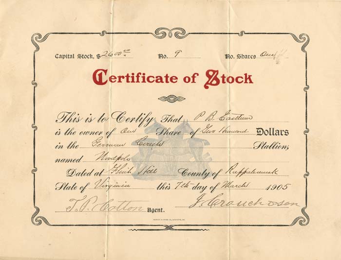 Certificate of Stock