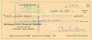 Charles Edison signed Check