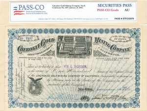 Cherokee Gold Mining Co. - Stock Certificate