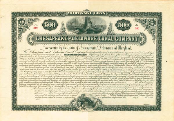 Chesapeake and Delaware Canal Co. - Unissued Bond