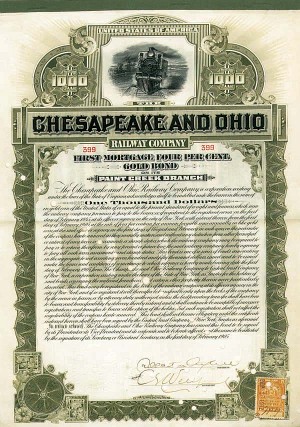 Chesapeake and Ohio Railway Co. - $1,000 Bond