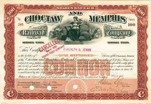 Choctaw and Memphis Railroad Company - Stock Certificate