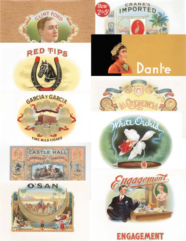 Collection of 10 Different Cigar Box Labels - <b>Not Actual Cigars</b>