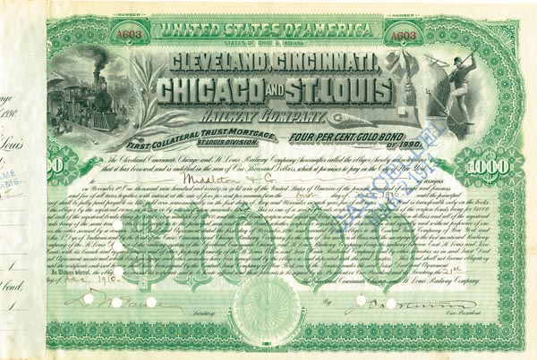 Cleveland, Cincinnati, Chicago and St. Louis Railway - Bond