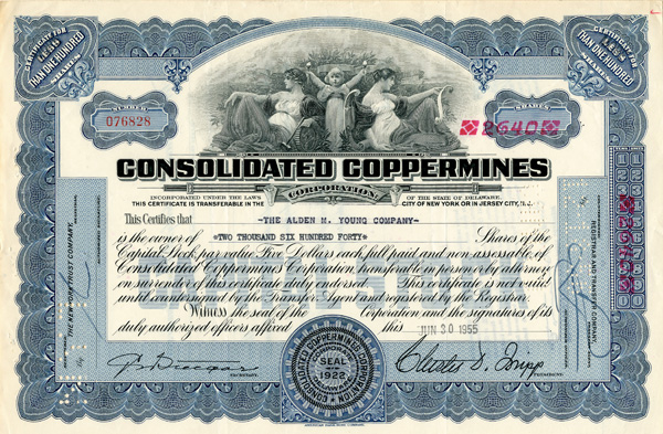 Consolidated Coppermines - Stock Certificate