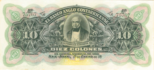 Costa Rica - 10 Colones - P-S123r - 1911 dated Foreign Paper Money