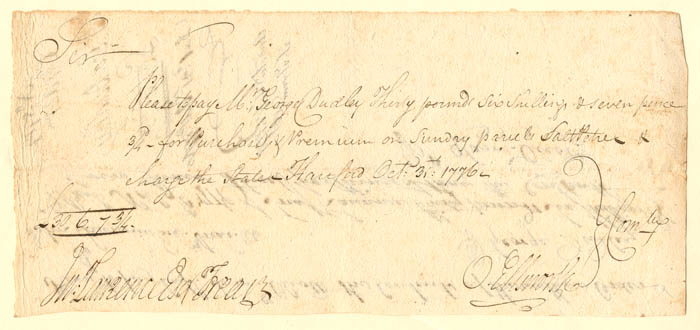 Oliver Ellsworth signed Revolutionary War Pay Order