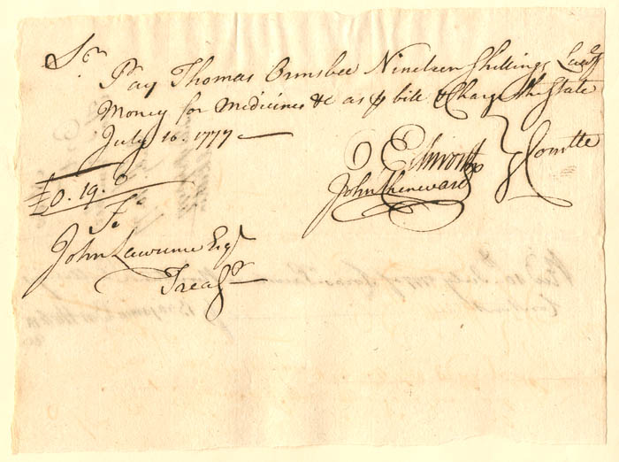 Oliver Ellsworth signed Revolutionary War Pay Order