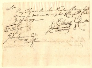 Oliver Ellsworth signed Revolutionary War Pay Order