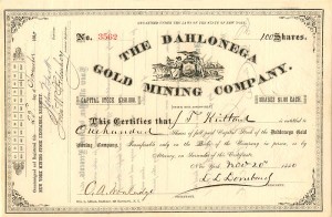 Dahlonega Gold Mining Co. - Georgia Mining Stock Certificate - Dahlonega Coin Mint History