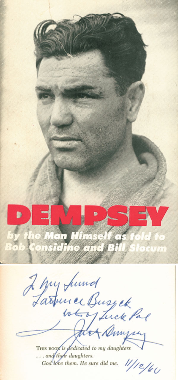 Jack Dempsey Autographed Book