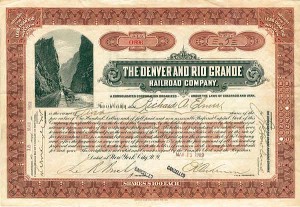 Denver and Rio Grande Railroad Co. - Stock Certificate