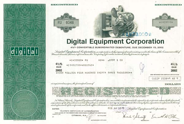 Digital Equipment Corporation - $1,000,000 Bond