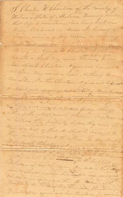 Alabama Slave Document