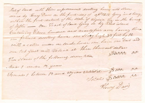 Virginia Slave Document