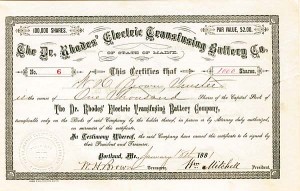 Dr. Rhodes Electric Transfusing Battery Co. - Stock Certificate