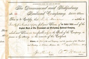 Drummond and Philipsburg Railroad Co. - Stock Certificate
