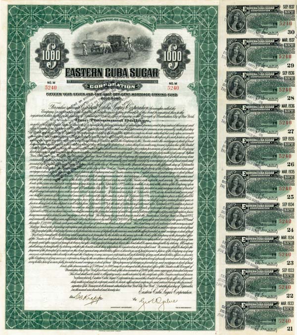 Eastern Cuba Sugar Corporation - Bond
