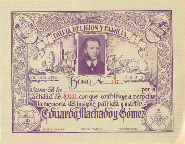 Patria, Religion Y Familia - 1943 dated Cuba Bond
