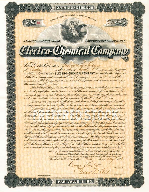 Electro-Chemical Co. - Stock Certificate