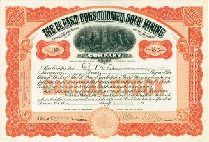 El Paso Consolidated Gold Mining Co. - Stock Certificate