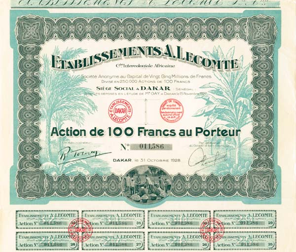 Etablissements A. Lecomte - Stock Certificate