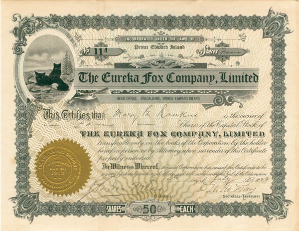 Eureka Fox Co., Ltd - Stock Certificate