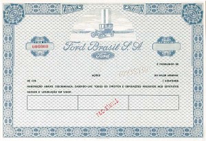 Ford Brasil S. A. - Stock Certificate