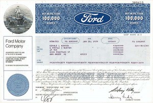 Ford Motor Co - Stock Certificate
