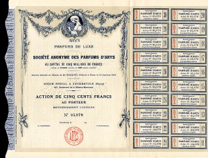 Societe Anonyme Des Parfums D'Arys - Stock Certificate