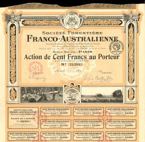 Societe Forestiere Franco-Australienne - Stock Certificate