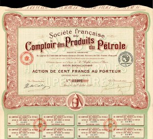 Societe francaise Du Comptoir des Produits du Petrole - Stock Certificate