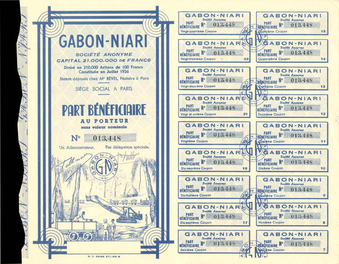 Gabon-Niari - Stock Certificate