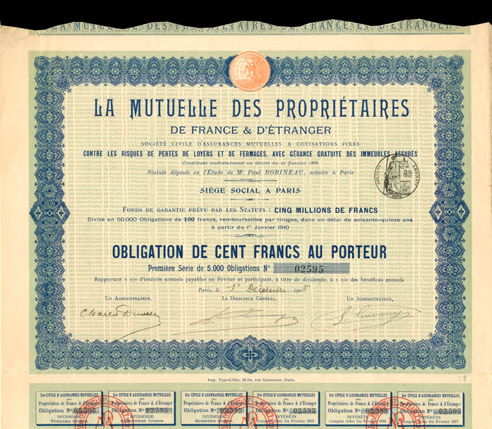 La Mutuelle Des Proprietaires - 100 Francs