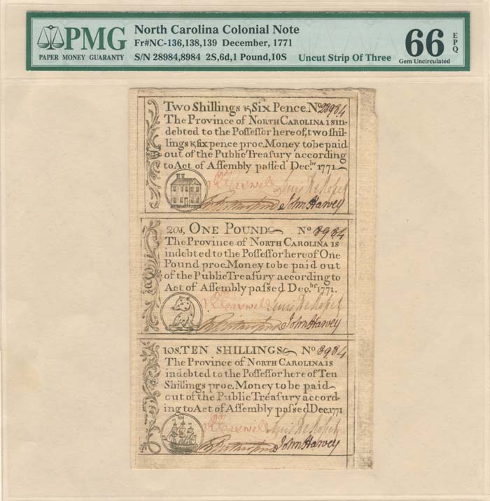 Colonial Currency - Dec. 1771 - Paper Money