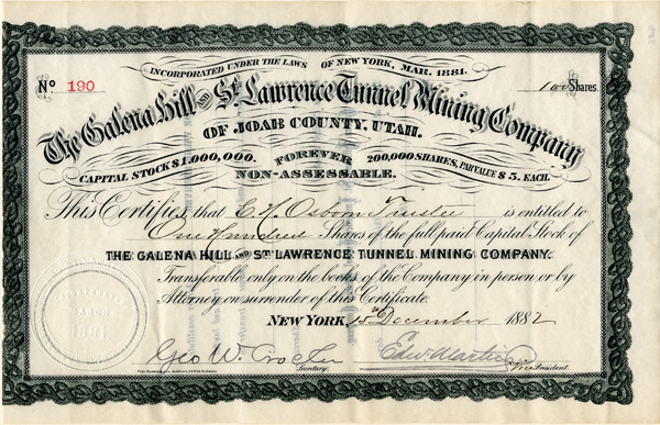 Galena Hill and St. Lawrence Tunnel Mining Co.