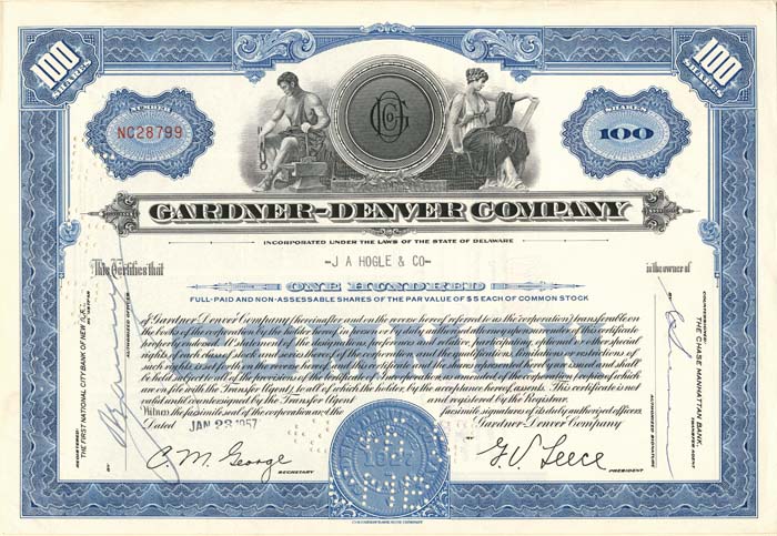 Gardner-Denver Co. - Stock Certificate