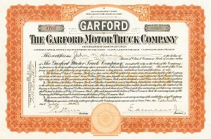 Garford Motor Truck Co. - Stock Certificate