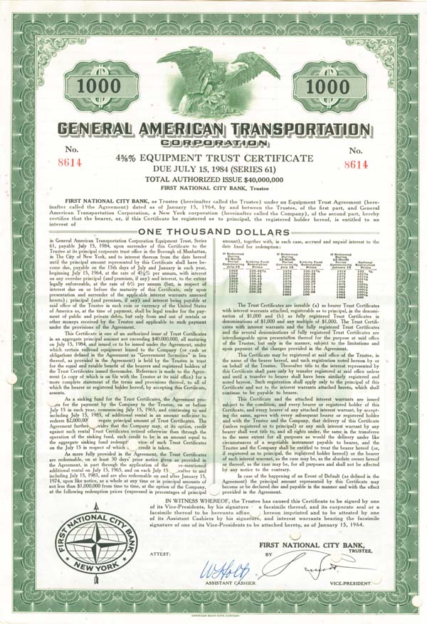 General American Transportation Bond