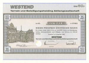 Westend Terrain und Beteiligungsholding Aktiengesellschaft - Stock Certificate