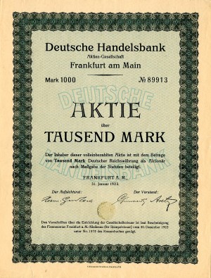 Deutsche Handelsbank - Stock Certificate