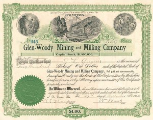 Glen-Woody Mining and Milling Co. - Stock Certificate