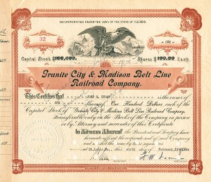 Granite City and Madison Belt Line Railroad Co. - Stock Certificate