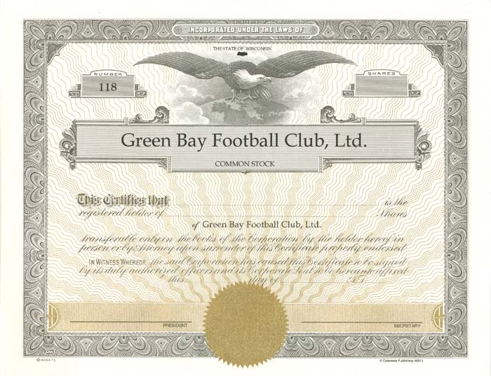 Green Bay Football Club, Ltd - Green Bay Packers related Unissued