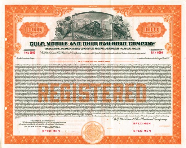 Gulf, Mobile and Ohio Railroad - Railway Bond