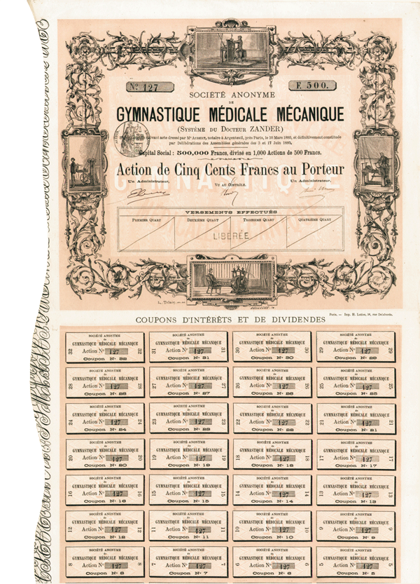 Gymnastique Medicale Mecanique - Stock Certificate