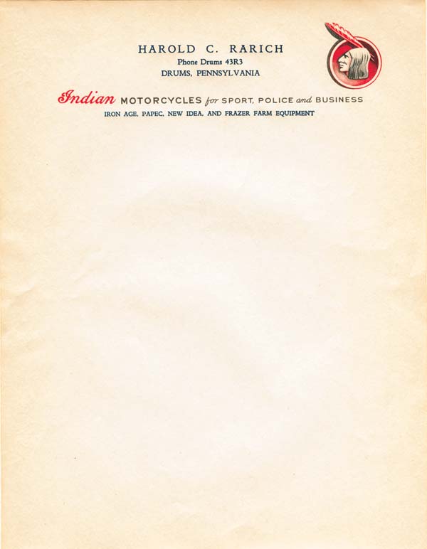 Indian Motorcycles Letterhead