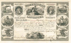 Harrisburg, Portsmouth, Mount Joy and Lancaster Railroad Co. - Stock Certificate