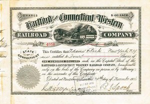 Hartford and Connecticut Western Railroad - Stock Certificate