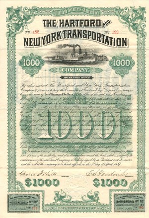 Hartford and New York Transportation Co. (Uncanceled) - $1,000 Bond